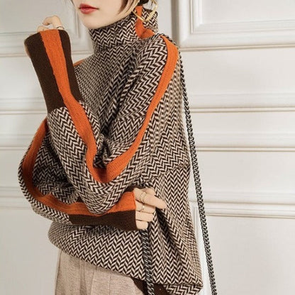 Lyvra | Turtleneck Sweater with Contrast Stripes