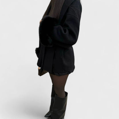 Woolcat – Sophisticated coat adorned with eco-fur accents