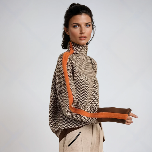 Lyvra | Turtleneck Sweater with Contrast Stripes