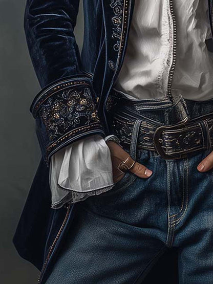 Serena Noir™ — Velvet Embroidered Long Coat